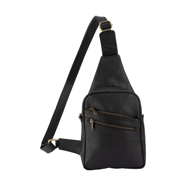 Franco Bonini - 23-0011 Leather sling backpack - Black-1