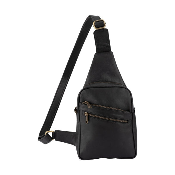 Franco Bonini - 23-0011 Leather Sling Backpack - Black