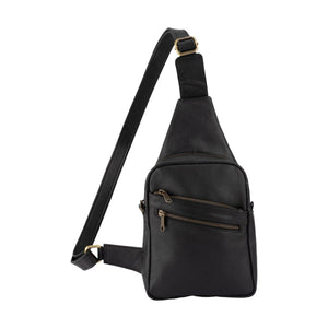 Franco Bonini - 23-0011 Leather Sling Backpack - Black