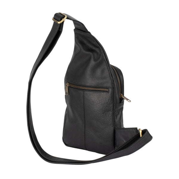 Franco Bonini - 23-0011 Leather Sling Backpack - Black