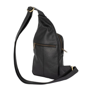 Franco Bonini - 23-0011 Leather Sling Backpack - Black