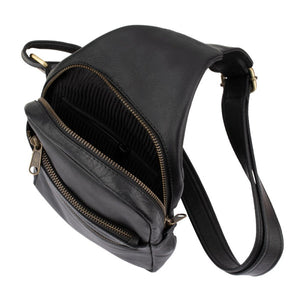 Franco Bonini - 23-0011 Leather Sling Backpack - Black