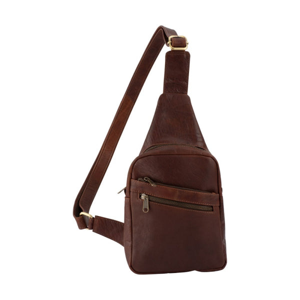 Franco Bonini - 23-0011 Leather sling backpack - Brown