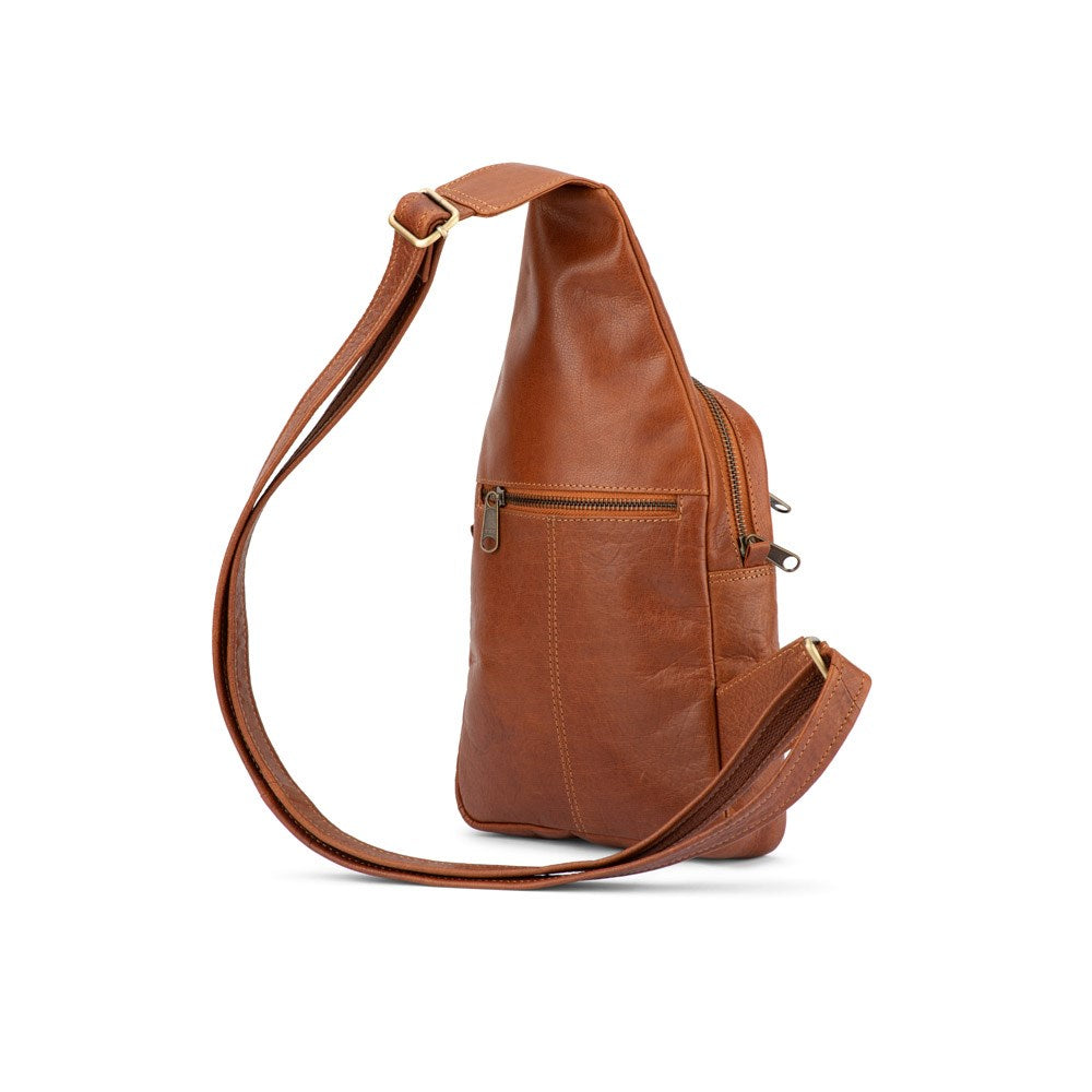 Franco Bonini 23-0011 Leather sling backpack Cognac – Bags To Go