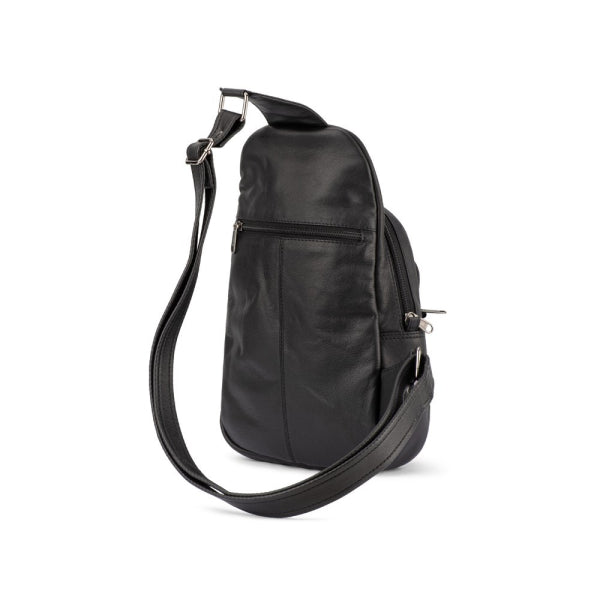 Franco Bonini - 23-0015 Soft Leather Sling Backpack - Black *SP