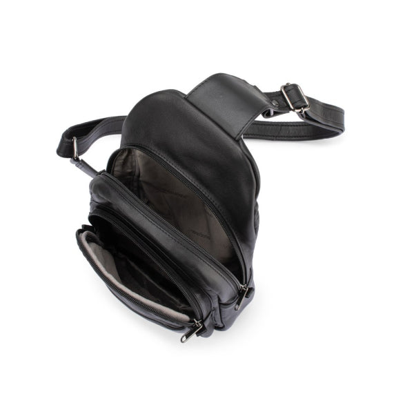 Franco Bonini - 23-0015 Soft Leather Sling Backpack - Black *SP