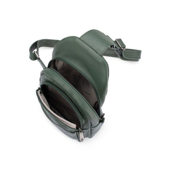Franco Bonini - 23-0015 Soft Leather Sling Backpack - Bottle Green *SP