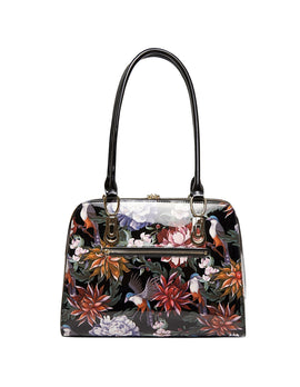 Serenade - Vintage Bird SN41-7573 Patent Handbag - Floral - 0