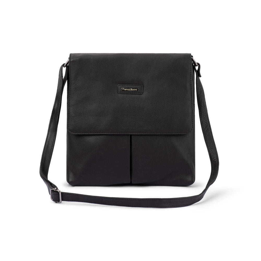 Franco Bonini - 24-001 Flapover leather crossbody bag - Black - 0