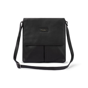 Franco Bonini - 24-001 Flapover Leather Crossbody Bag - Black