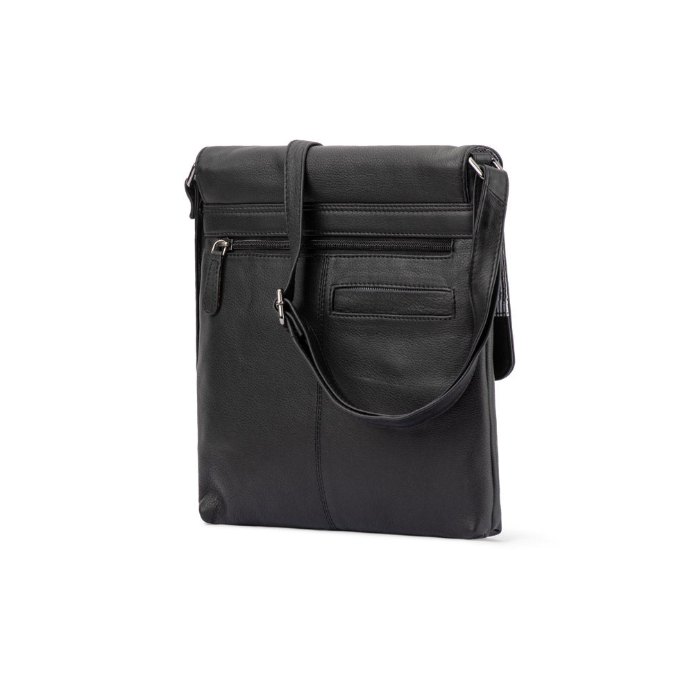 Franco Bonini - 24-001 Flapover Leather Crossbody Bag - Black