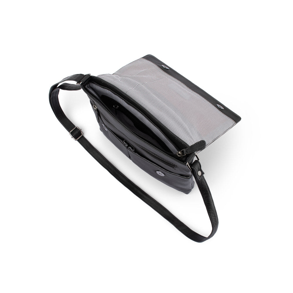 Franco Bonini - 24-001 Flapover leather crossbody bag - Black