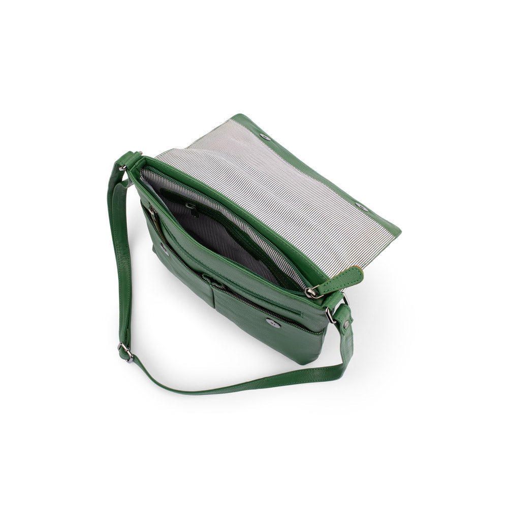 Franco Bonini - 24-001 Flapover Leather Crossbody Bag - Dark Green
