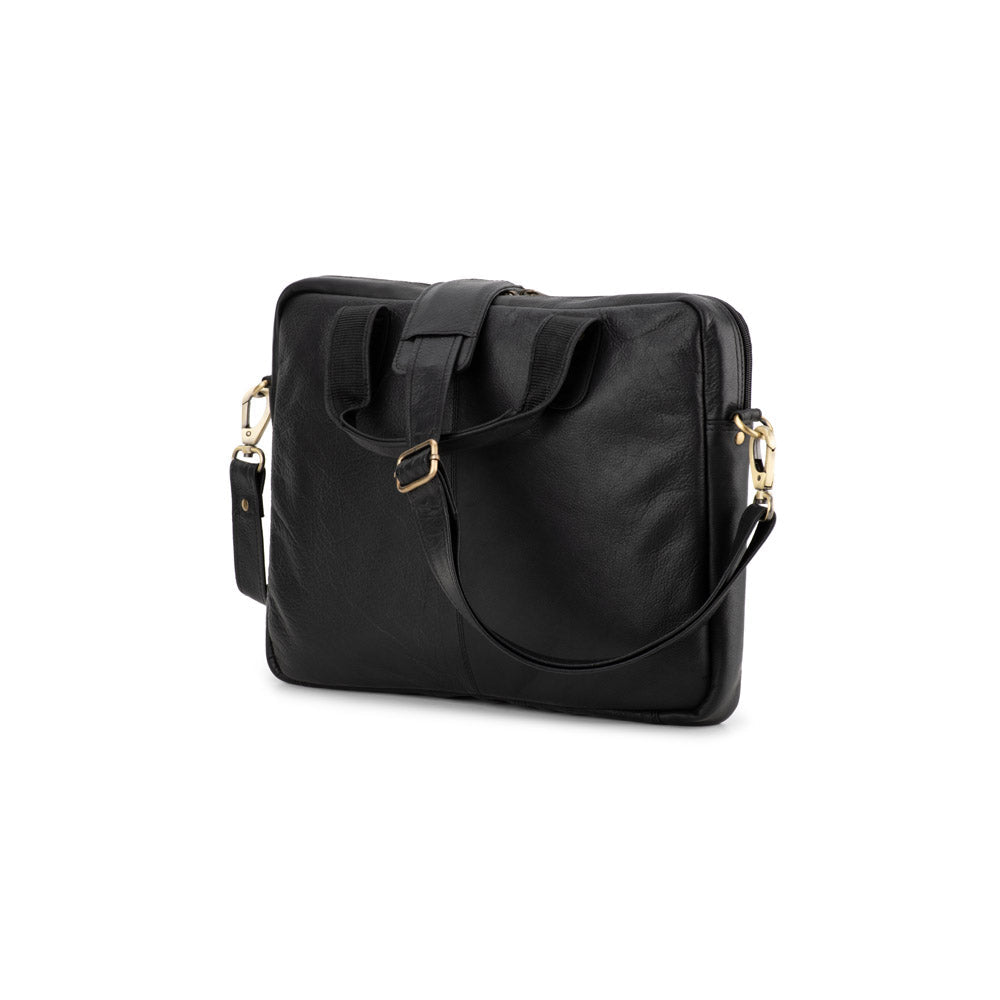 Franco Bonini - 24-003 Leather Satchel Business Bag - Black