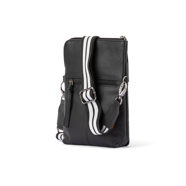 Franco Bonini - 24-008 Leather Sling Bag W Webbing Strap - Black