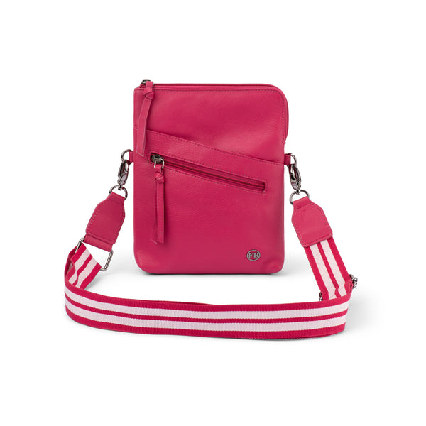 Franco Bonini - 24-008 Leather Sling Bag W Webbing Strap - Hop Bush Pink