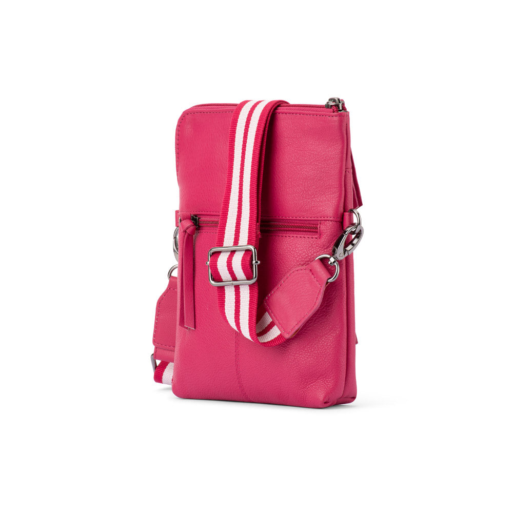 Franco Bonini - 24-008 Leather Sling Bag W Webbing Strap - Hop Bush Pink