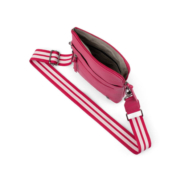 Franco Bonini - 24-008 Leather Sling Bag W Webbing Strap - Hop Bush Pink