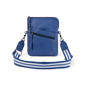 Franco Bonini - 24-008 Leather Sling Bag W Webbing Strap - Blue