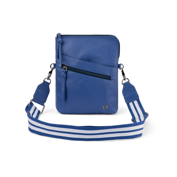 Franco Bonini - 24-008 Leather Sling Bag W Webbing Strap - Blue