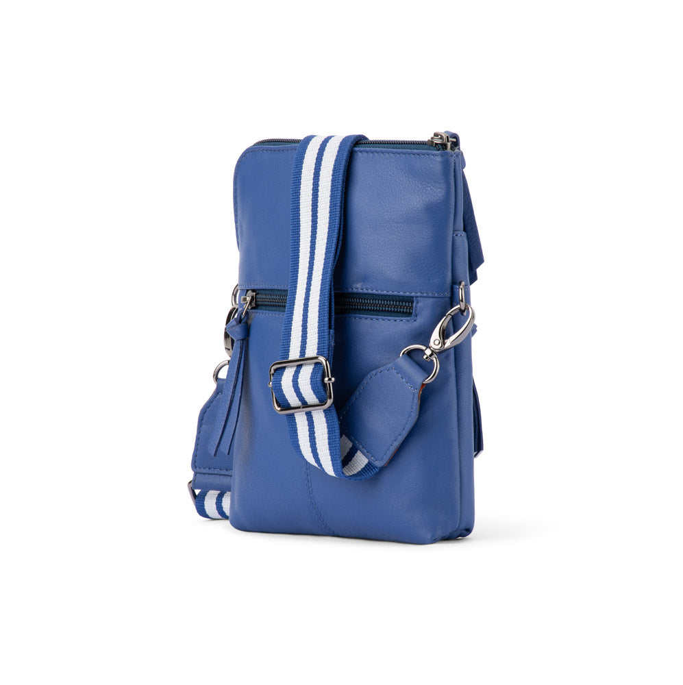 Franco Bonini - 24-008 Leather Sling Bag W Webbing Strap - Blue