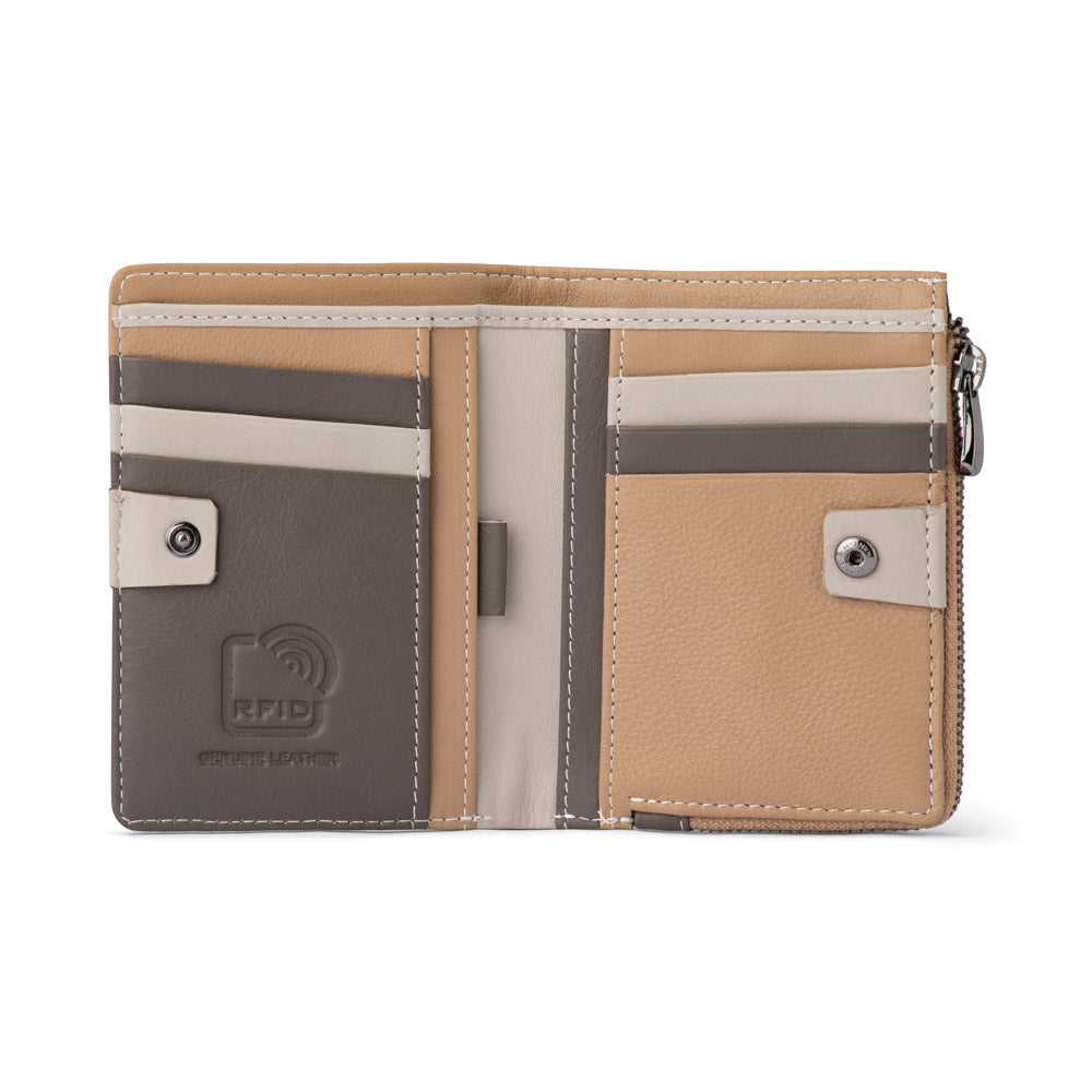 Franco Bonini - Half Zip Coin Card Wallet - 24-06 Bone Multi