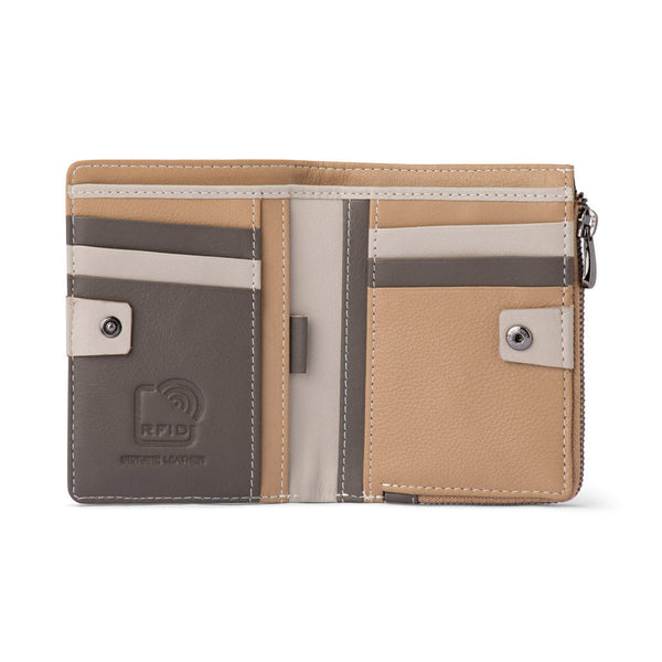 Franco Bonini - Half Zip Coin Card Wallet - 24-06 Bone Multi