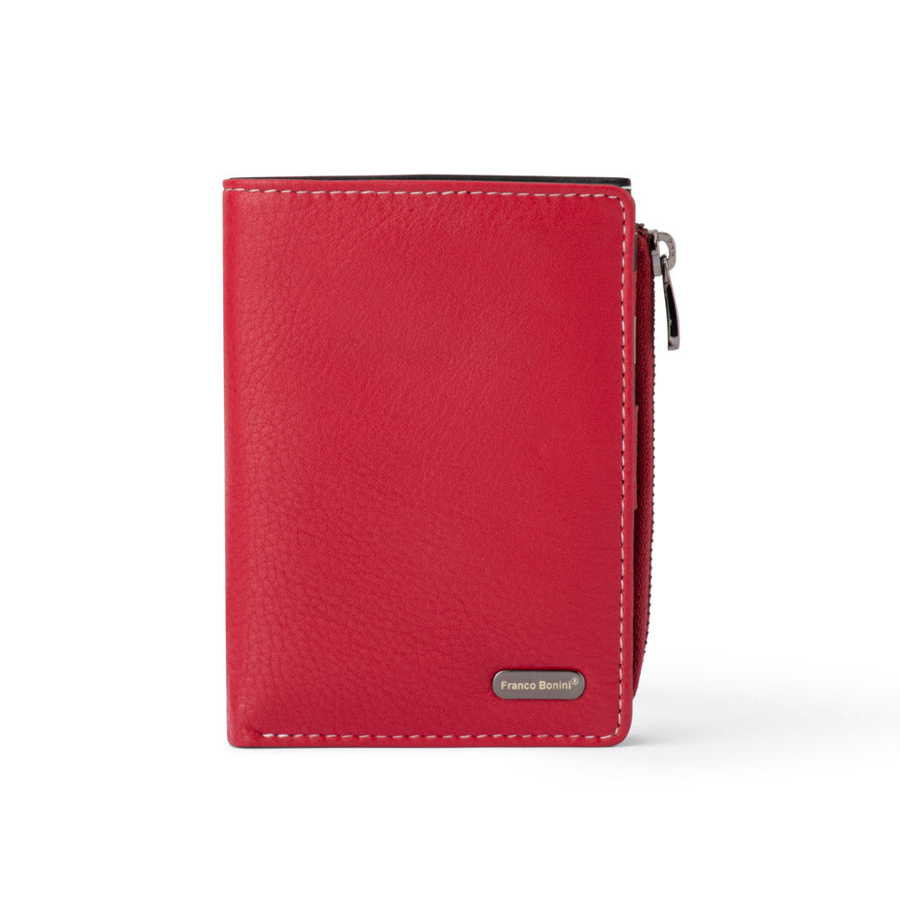 Franco Bonini - Half Zip Coin Card Wallet - 24-06 - Red Multi