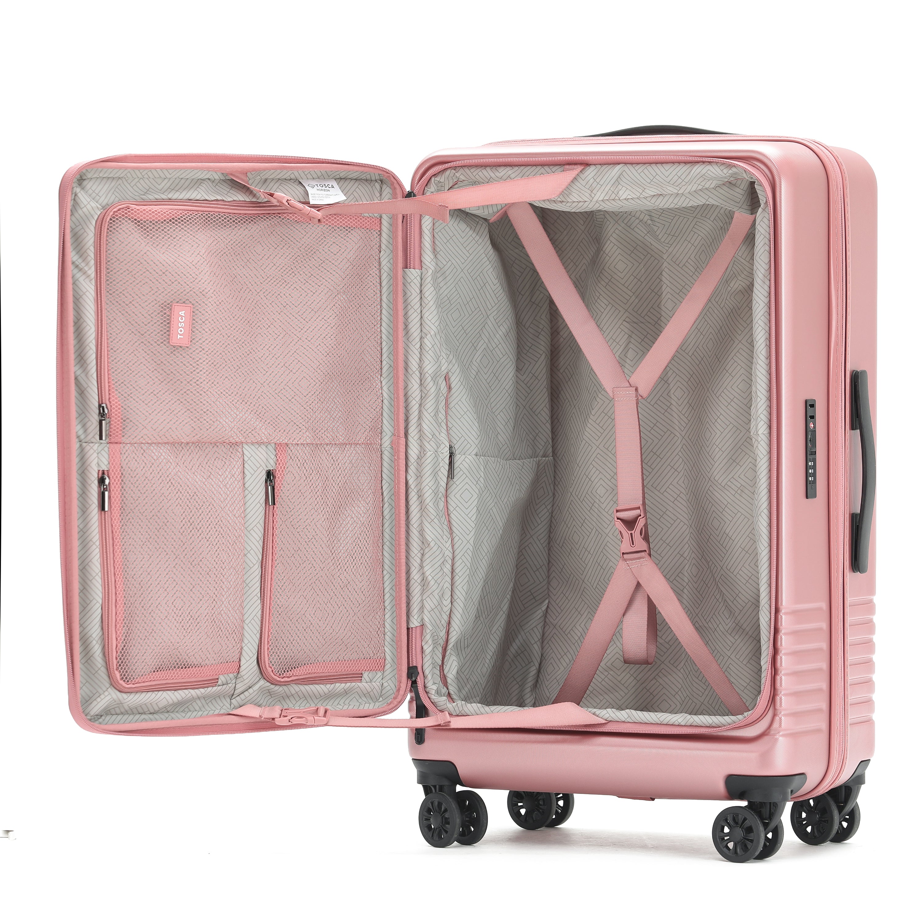 Tosca - TCA644 Horizon Front lid opening Set of 3 suitcases - Dusty Rose-10