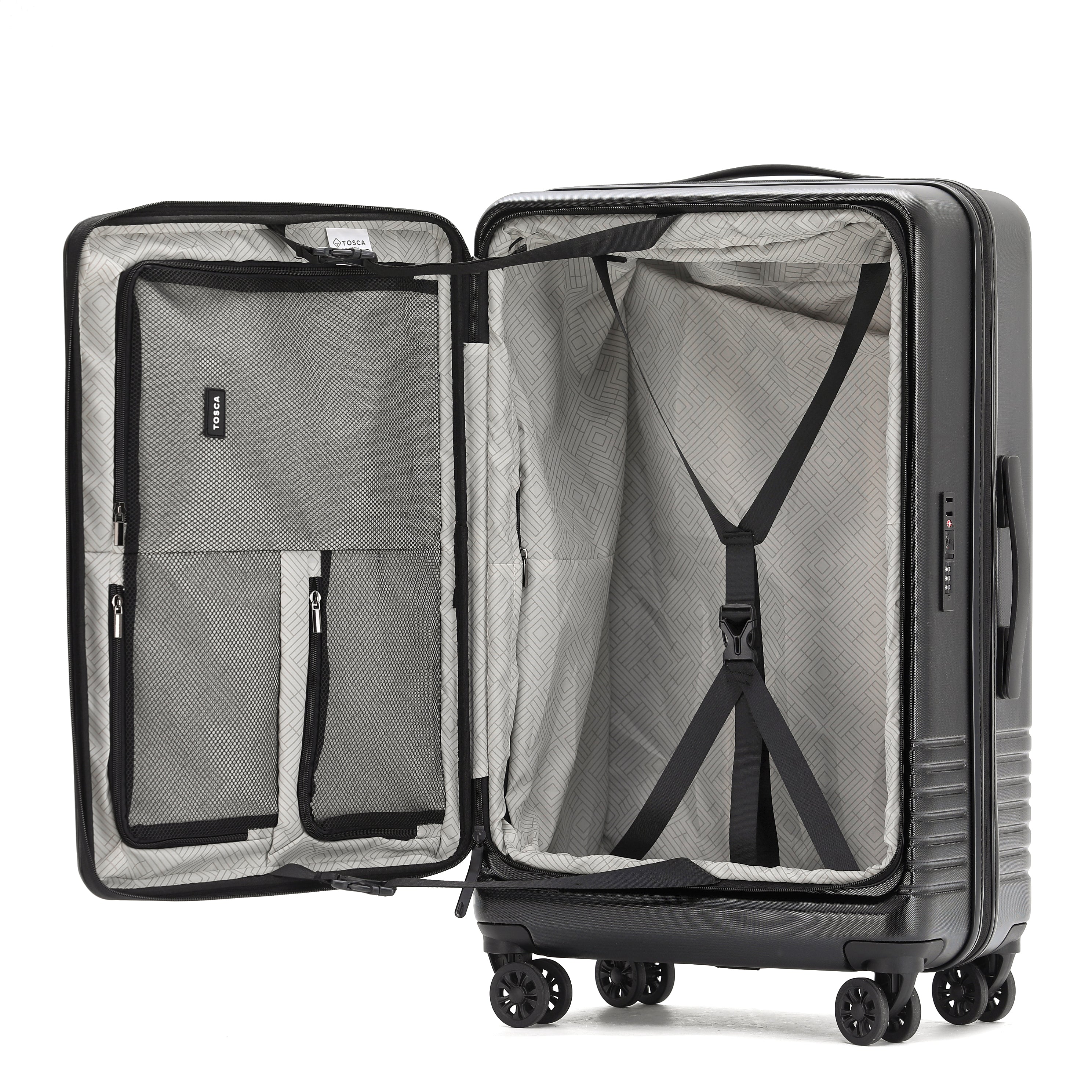 Tosca - TCA644 Horizon Front lid opening Set of 3 suitcases - Black-10