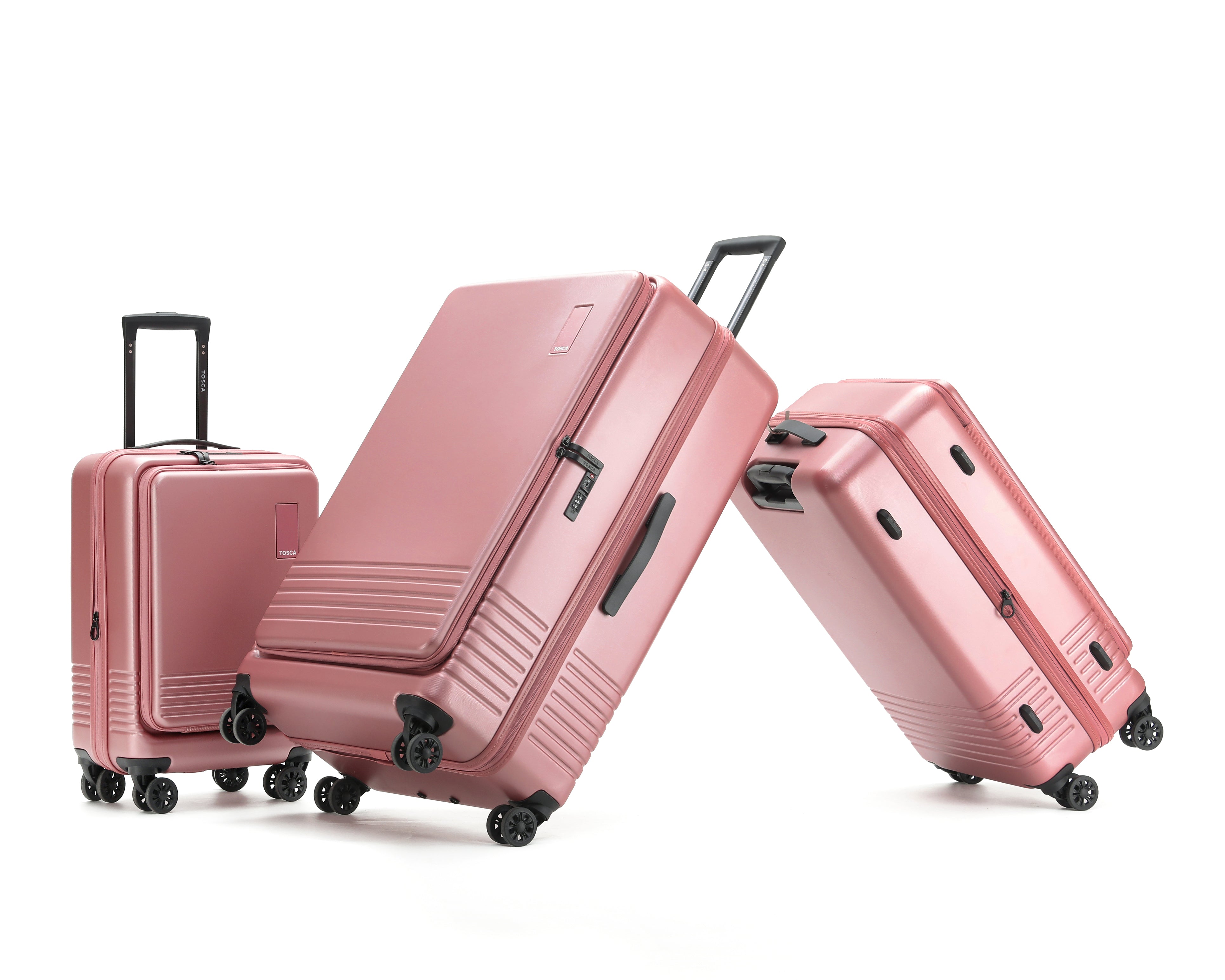 Tosca - TCA644 Horizon Front lid opening Set of 3 suitcases - Dusty Rose-3