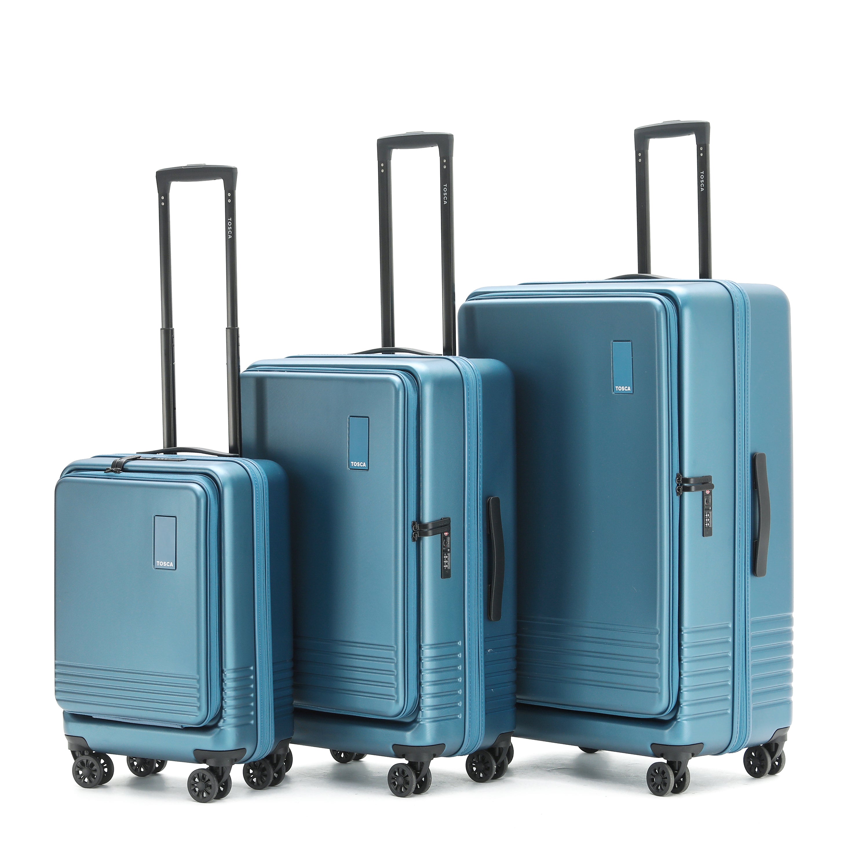 Tosca - TCA644 Horizon Front lid opening Set of 3 suitcases - Blue-2