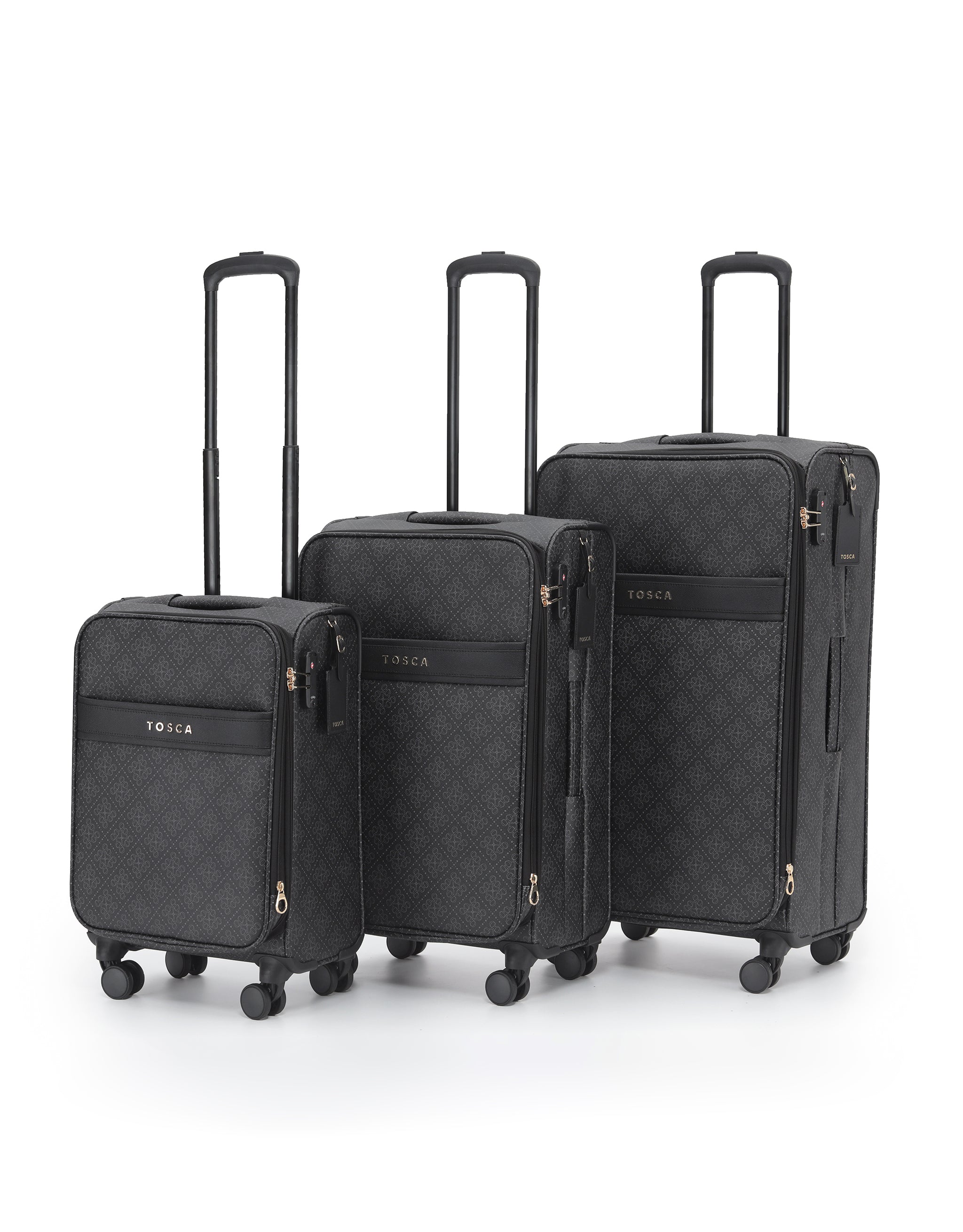 Tosca - Willow Set of 3 (L-M-S) Suitcases - Caviar