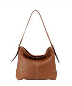 Verona - VTB-0015 2 Strap leather tote zip top - Tan