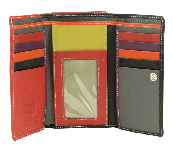 Franco Bonini - 2902 Med Flap wallet w zip around coin - Black Multi