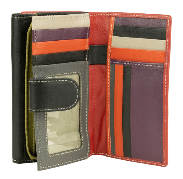 Franco Bonini - 2902 Med Flap wallet w zip around coin - Black Multi