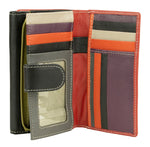 Franco Bonini - 2902 Med Flap wallet w zip around coin - Black Multi