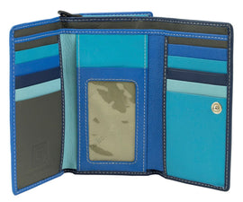 Franco Bonini - 2902 Med Flap wallet w zip around coin - Blue Multi - 0