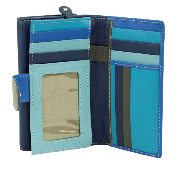 Franco Bonini - 2902 Med Flap Wallet W Zip Around Coin - Blue Multi