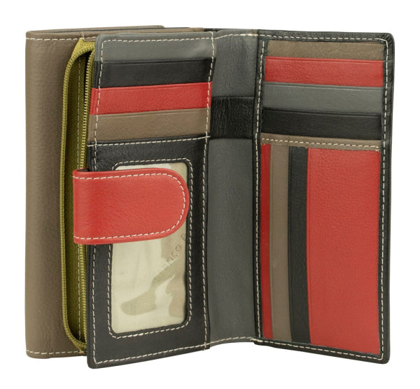 Franco Bonini - 2902 Med Flap Wallet W Zip Around Coin - Mushroom Multi