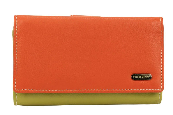 Franco Bonini - 2902 Med Flap Wallet W Zip Around Coin - Orange Multi