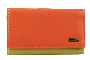 Franco Bonini - 2902 Med Flap Wallet W Zip Around Coin - Orange Multi