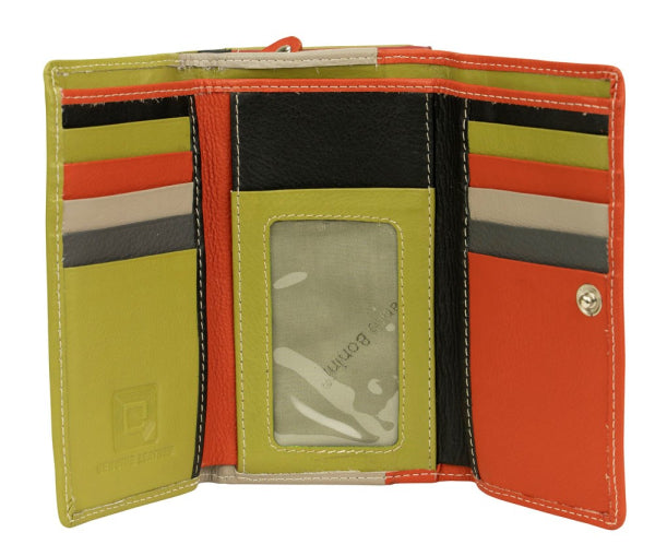Franco Bonini - 2902 Med Flap Wallet W Zip Around Coin - Orange Multi