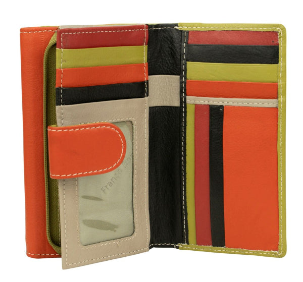 Franco Bonini - 2902 Med Flap Wallet W Zip Around Coin - Orange Multi