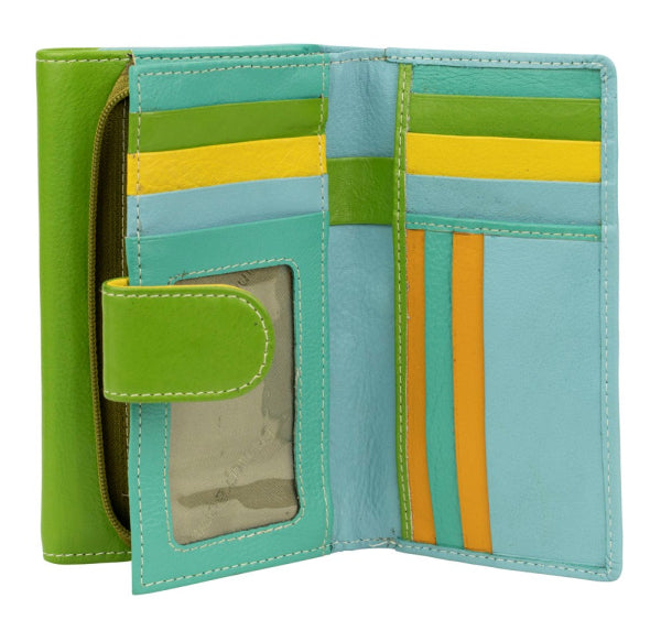 Franco Bonini - 2902 Med Flap Wallet W Zip Around Coin - Pastel Multi