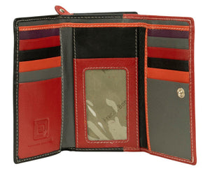 Franco Bonini - 2902 Med Flap Wallet W Zip Around Coin - Red Multi