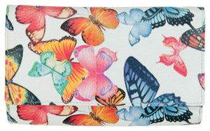 Franco Bonini - 2902 Med Flap Wallet W Zip Around Coin - Butterfly Print