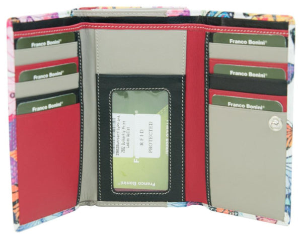 Franco Bonini - 2902 Med Flap Wallet W Zip Around Coin - Butterfly Print