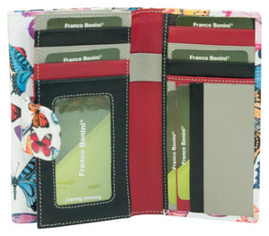 Franco Bonini - 2902 Med Flap Wallet W Zip Around Coin - Butterfly Print