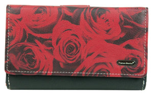 Franco Bonini - 2902 Med Flap Wallet W Zip Around Coin - Rose Print